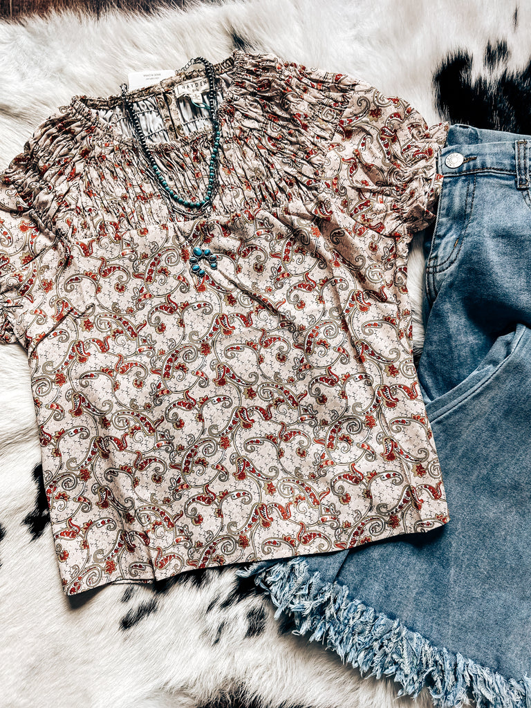 Girls Smocked Paisley Top