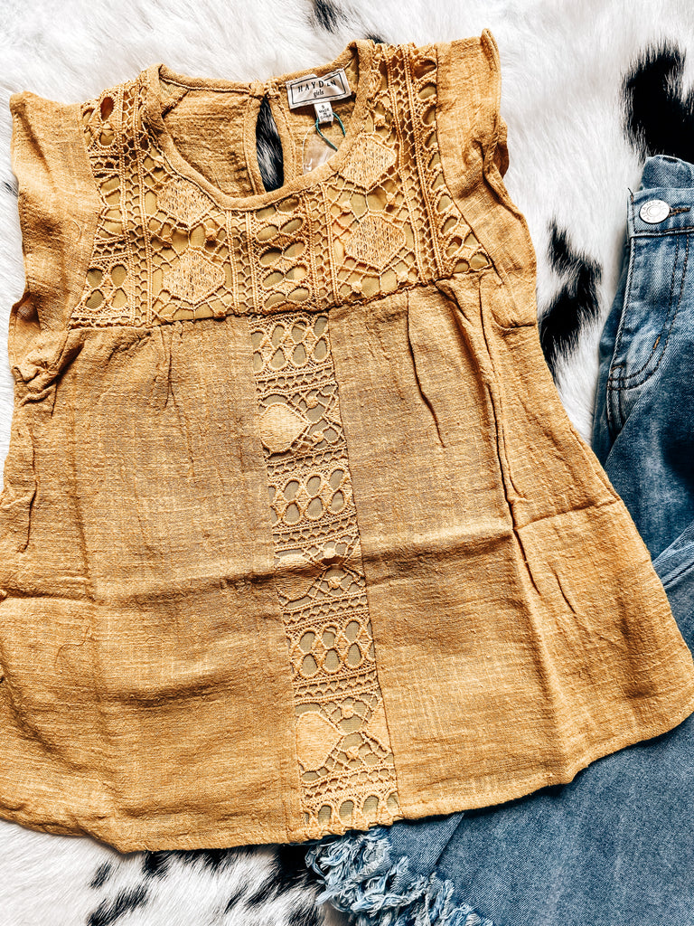 Girls Crochet Mustard Top