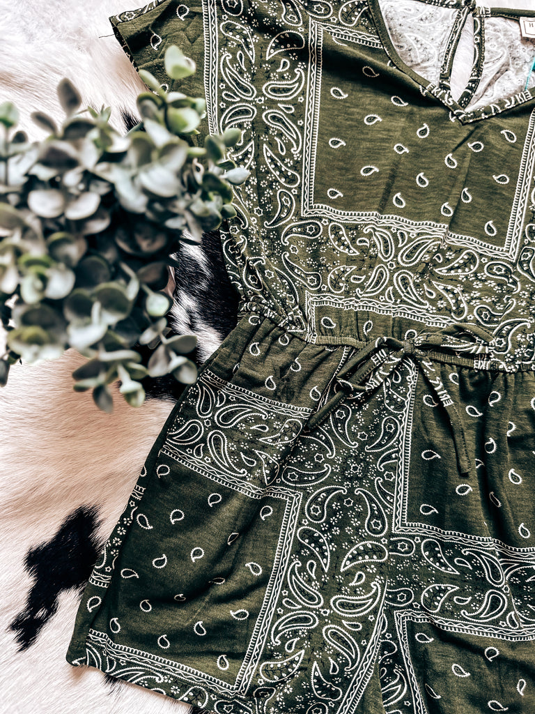 Girls Bandana Printed Romper