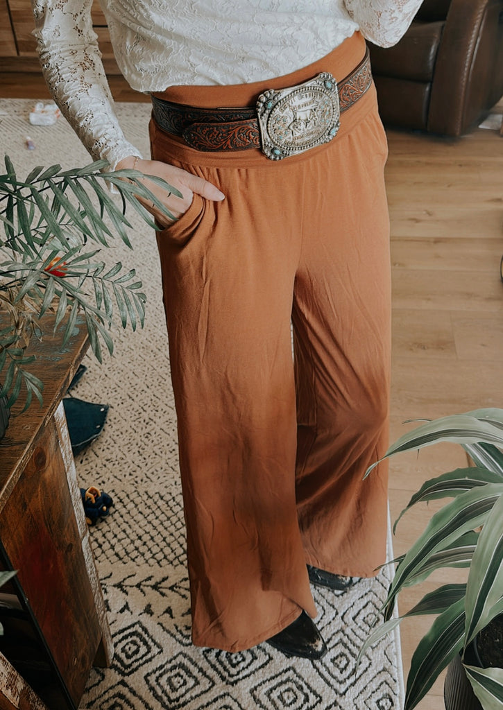 Casual Chic Palazzo Pants - Rust