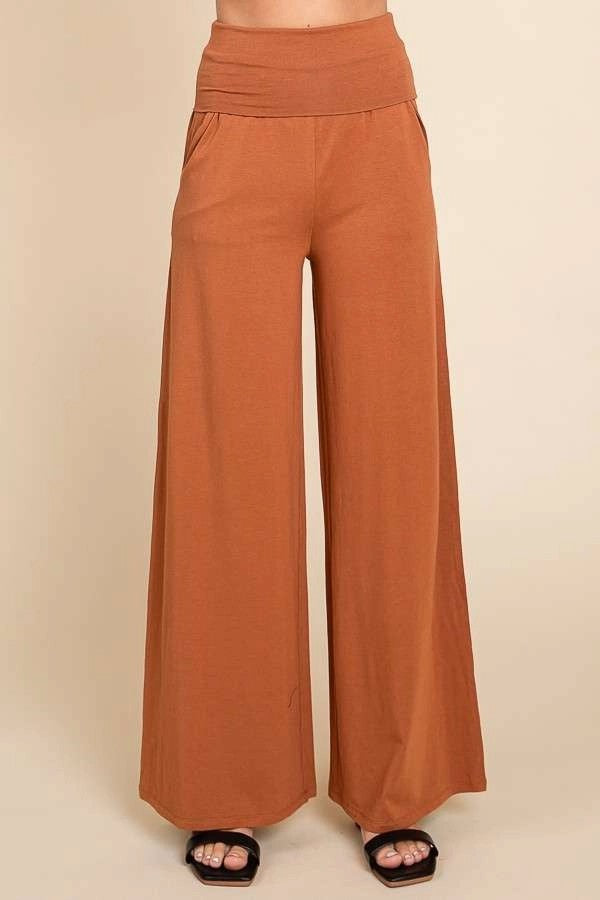 Casual Chic Palazzo Pants - Rust