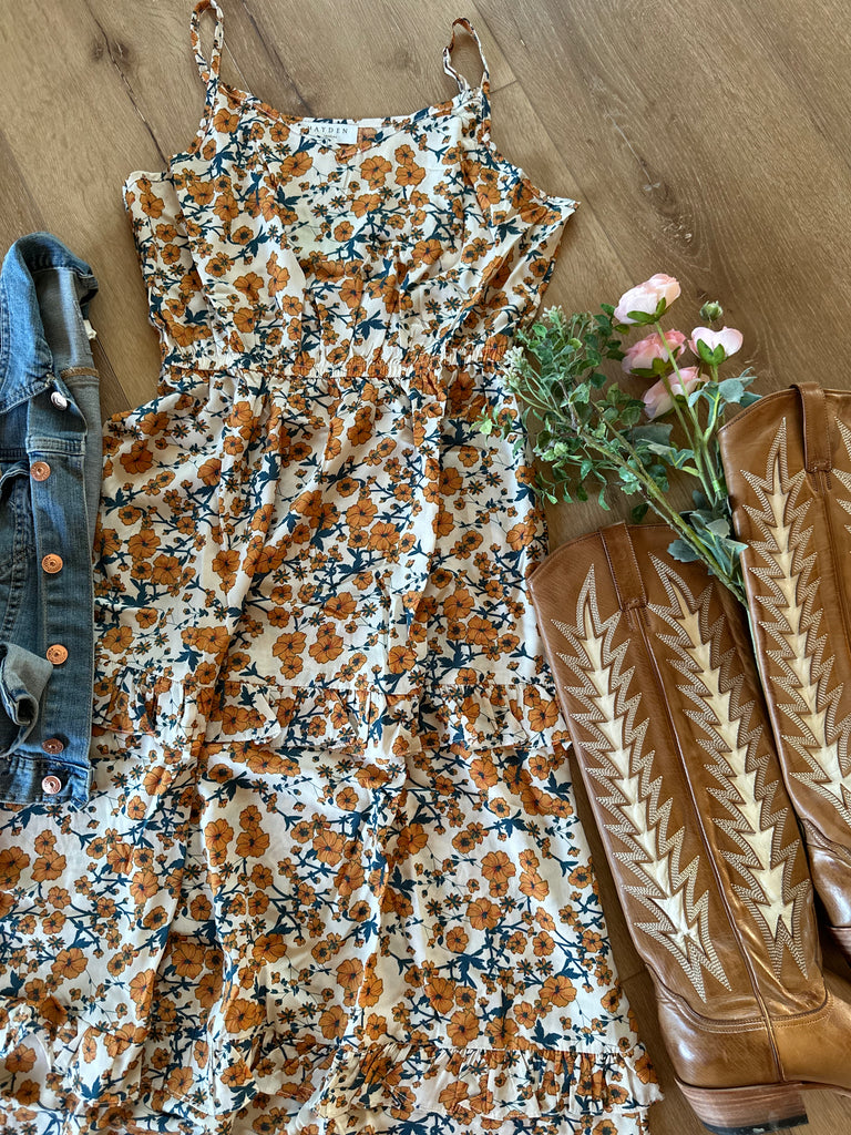 Floral Ruffle Midi Dress