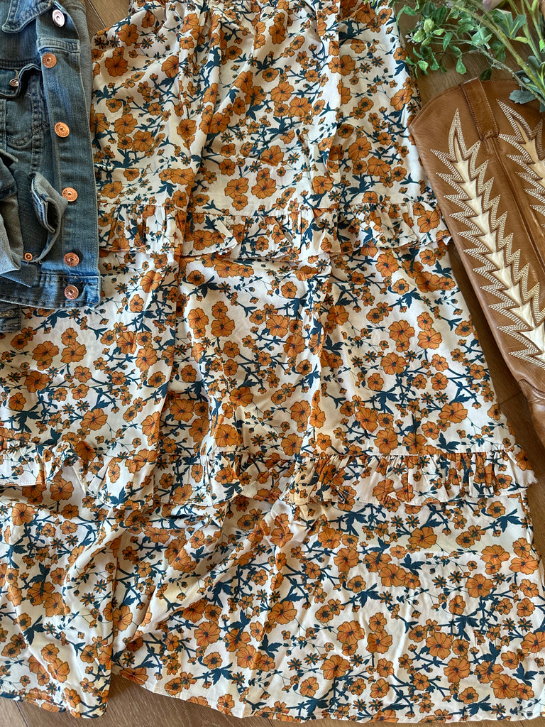 Floral Ruffle Midi Dress