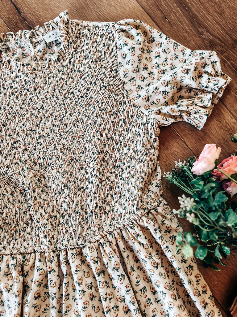 Smocked Bodice Tiered Midi Dress