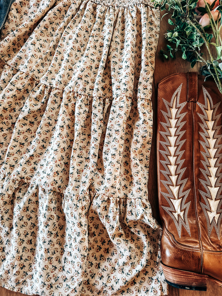 Smocked Bodice Tiered Midi Dress