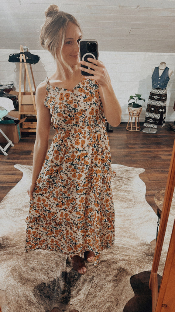Floral Ruffle Midi Dress