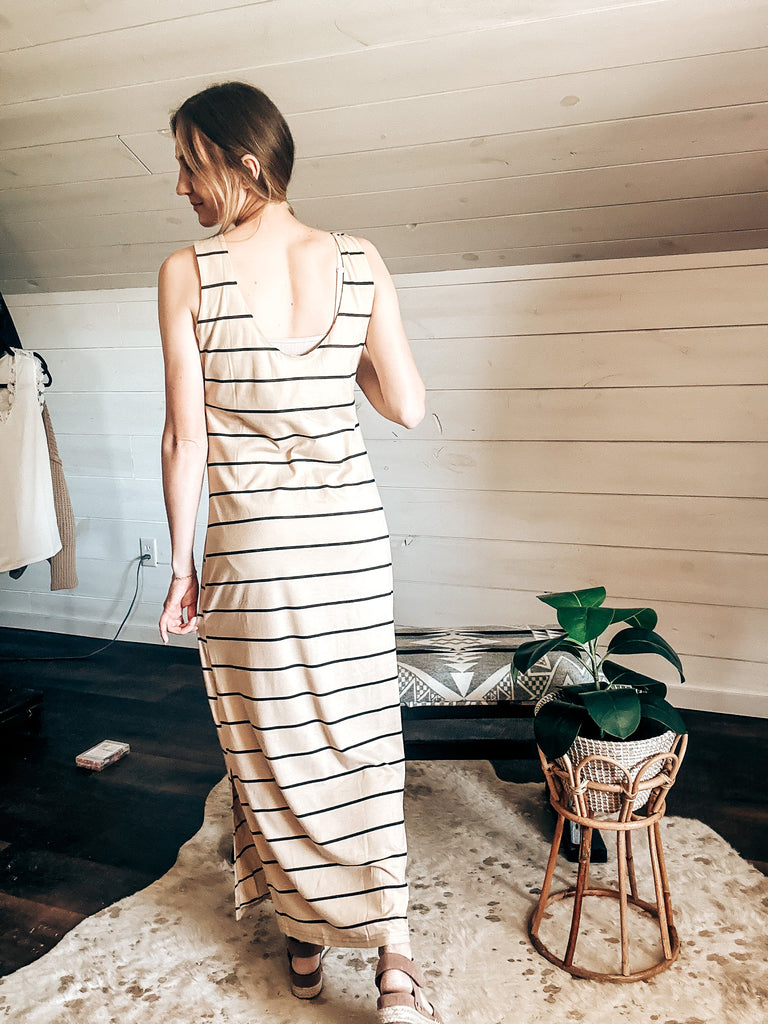 Sleeveless Striped Maxi Dress