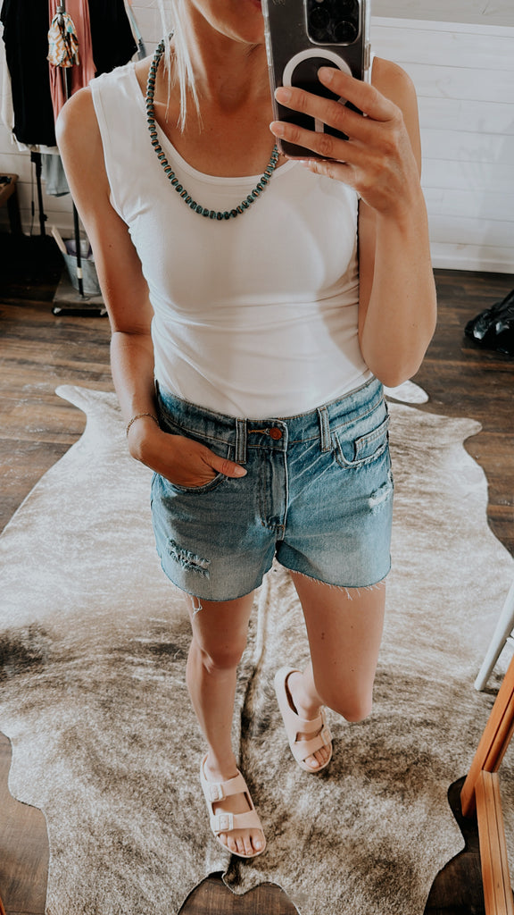 Frayed Denim Shorts