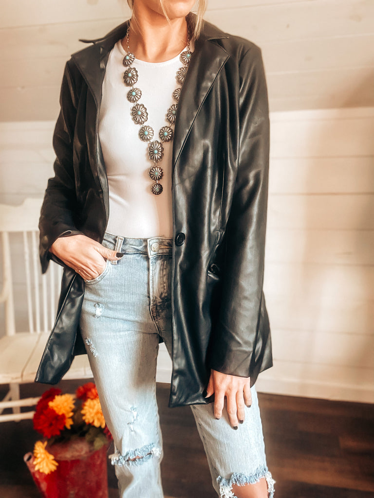 Back in Black Leather Blazer