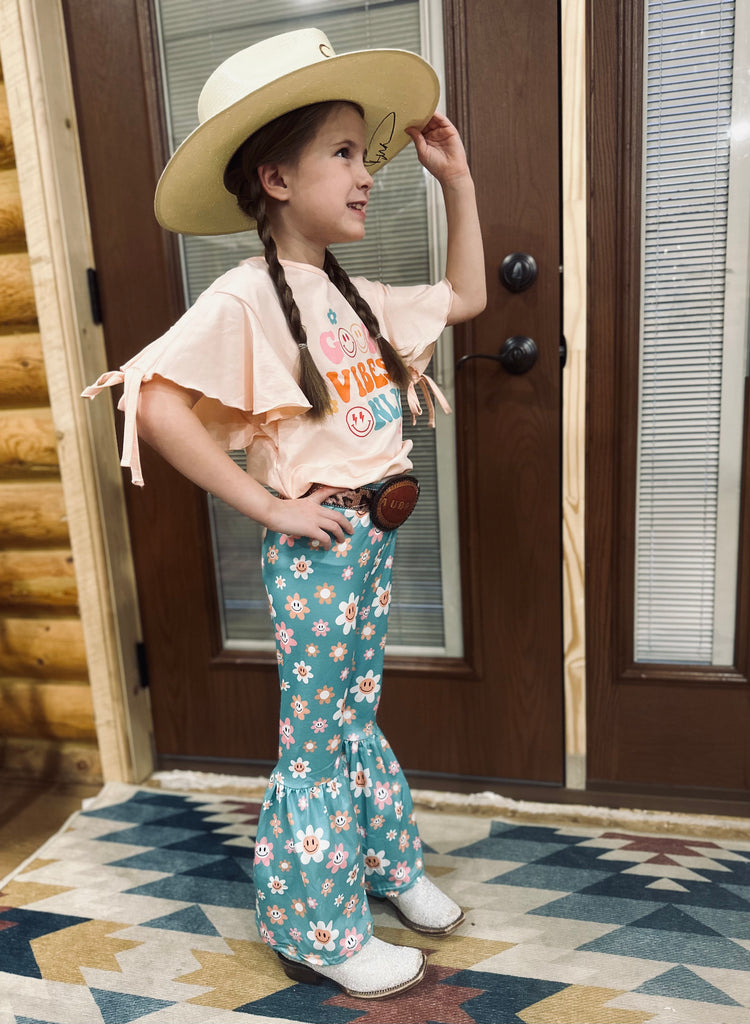 Kids Good Vibes Only Tell and Bell Bottoms