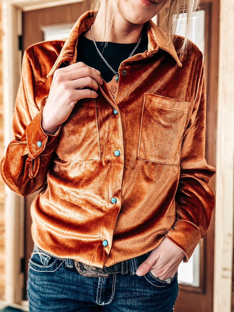 Velvedeer Button Up Top - Spice