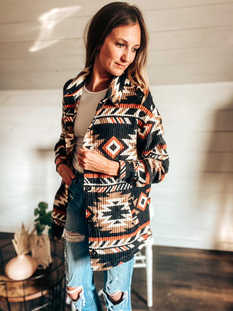 Darling Aztec Shacket - Black