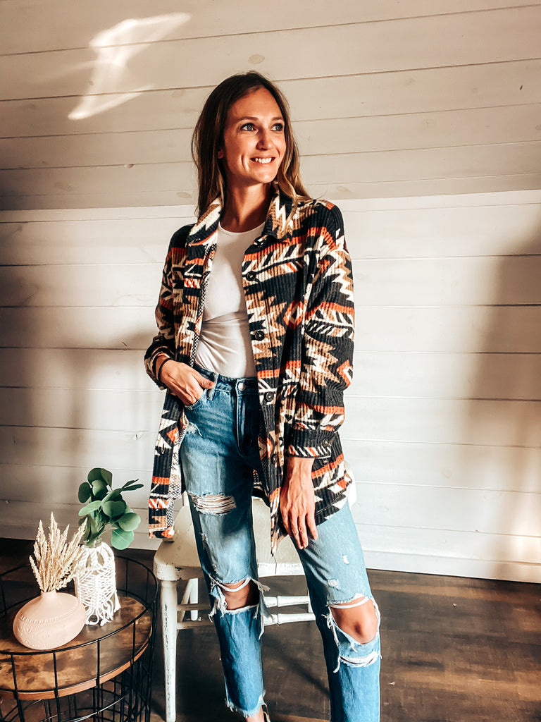 Darling Aztec Shacket - Black