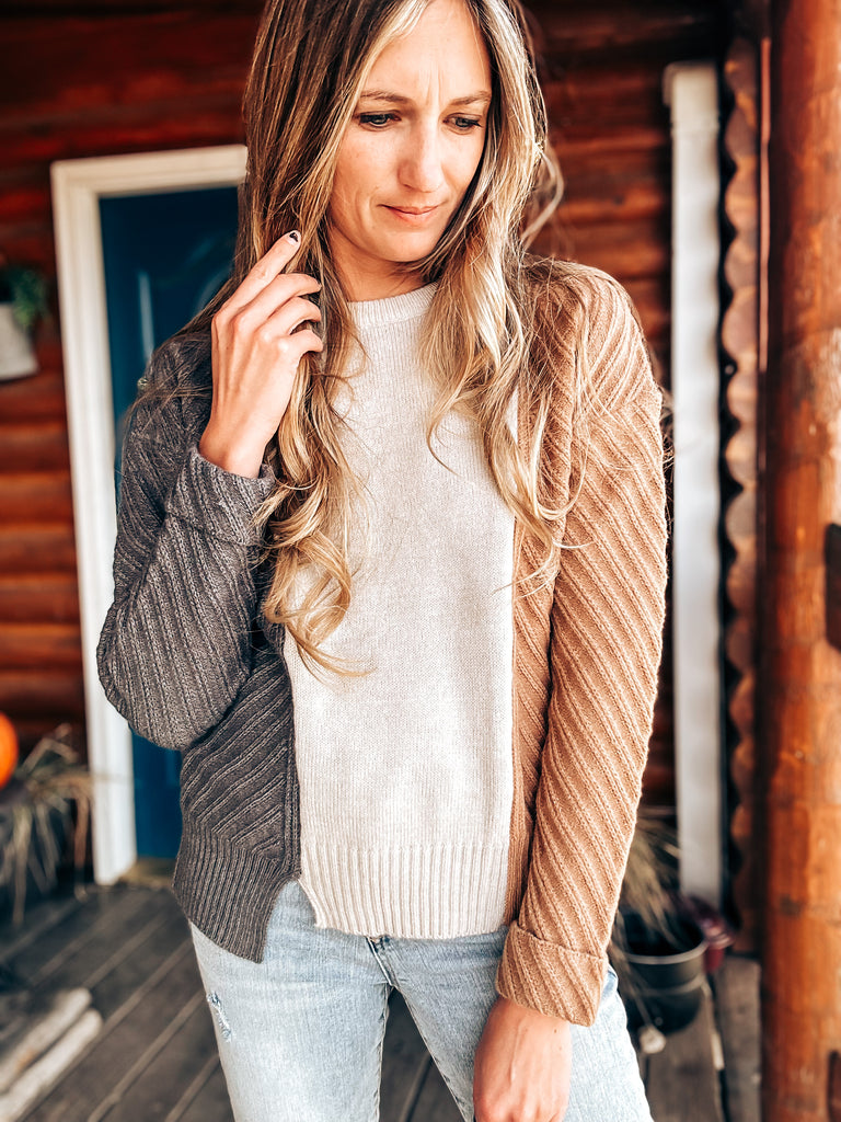 Textured Colorblock Sweater