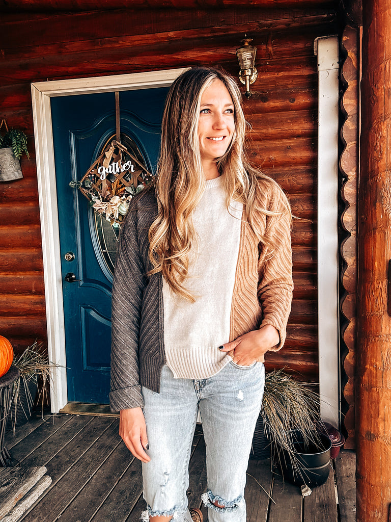 Textured Colorblock Sweater