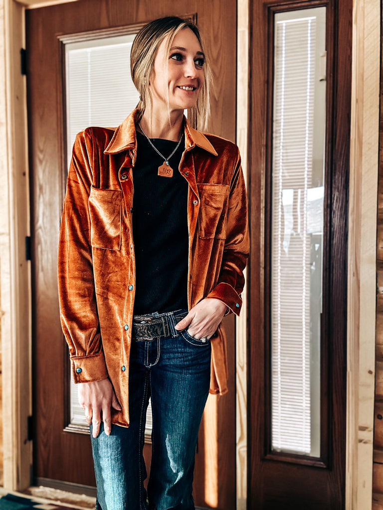 Velvedeer Button Up Top - Spice