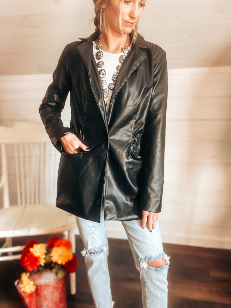 Back in Black Leather Blazer