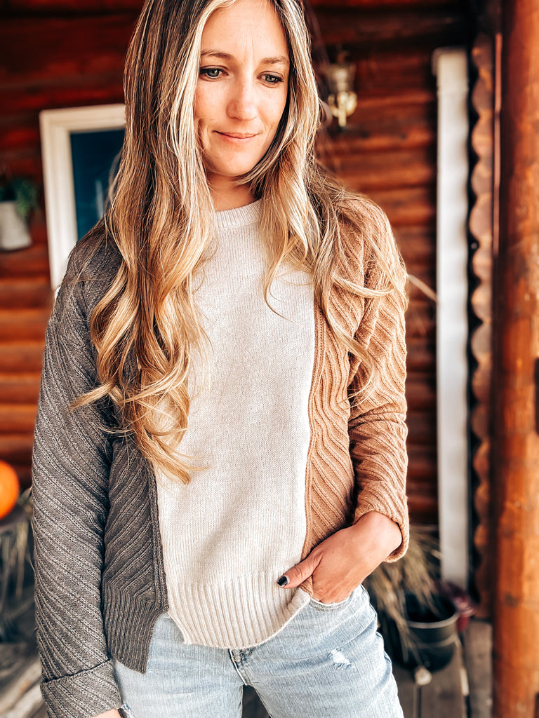 Textured Colorblock Sweater