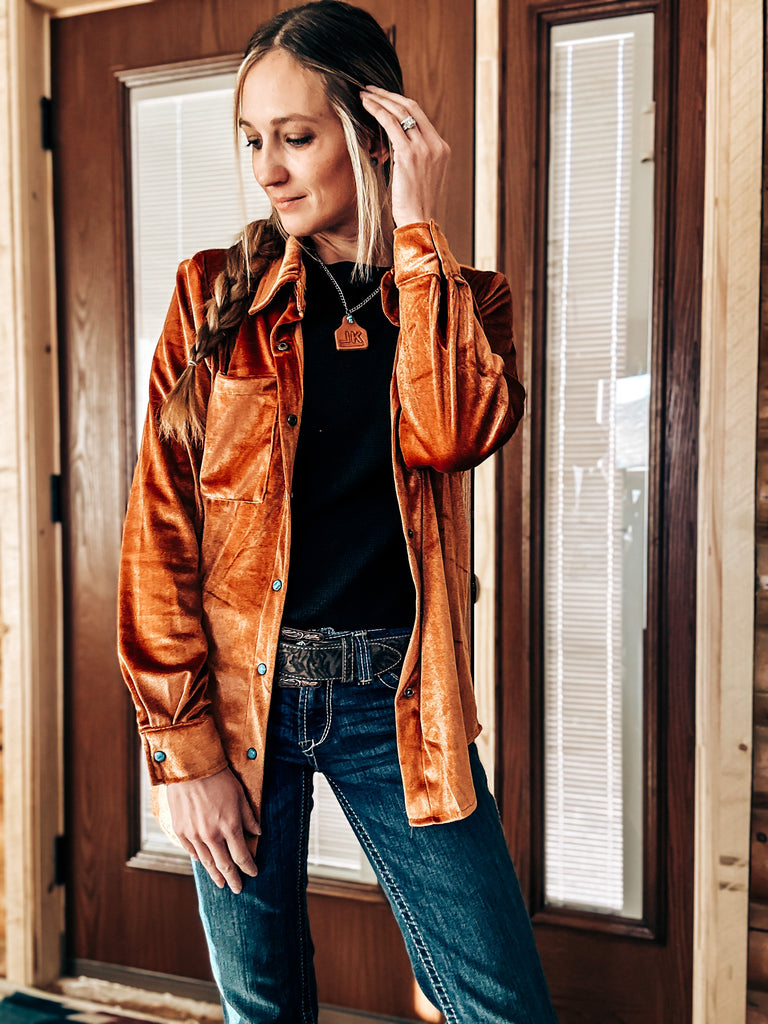 Velvedeer Button Up Top - Spice