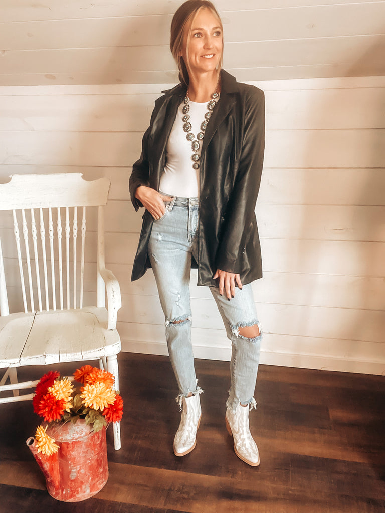 Back in Black Leather Blazer