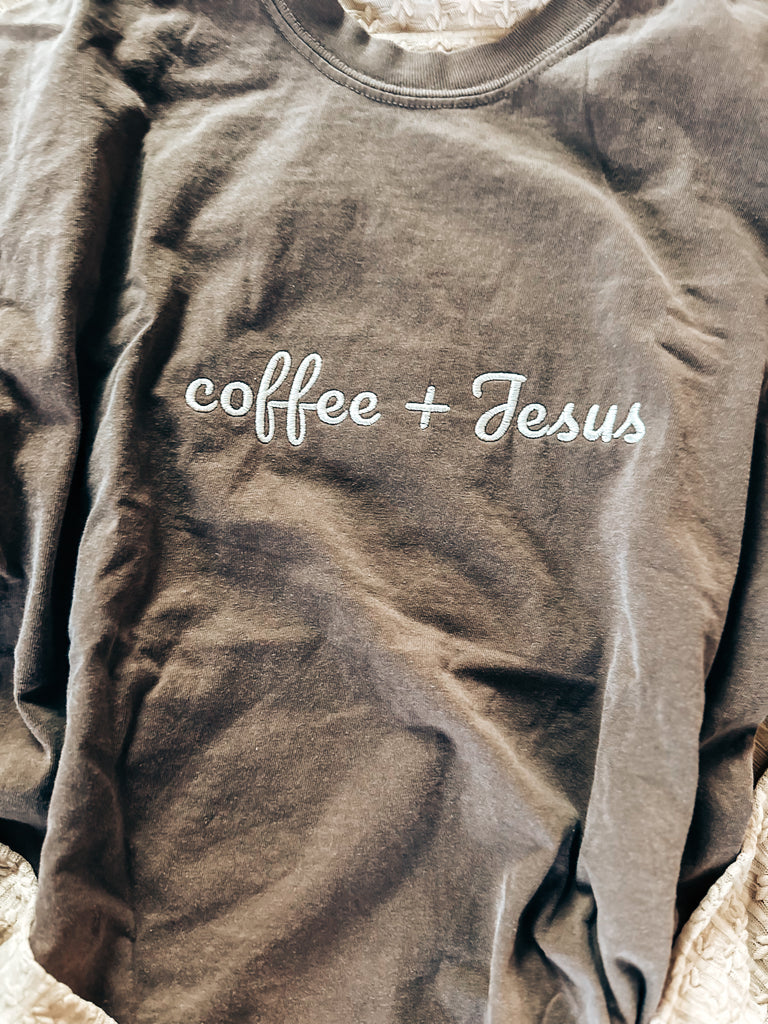 Coffee + Jesus Embroidered Tee