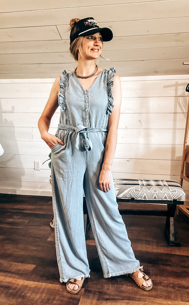 Tenceled Ruffle Wide Leg Jumpsuit