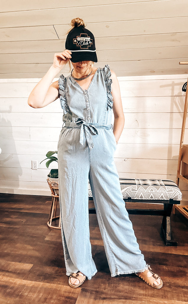 Tenceled Ruffle Wide Leg Jumpsuit