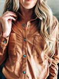 Leather Lux Button Up - Saddle