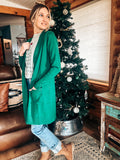 Green Longline Sweater Cardigan