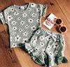 Kids Mint Floral Shorts Set