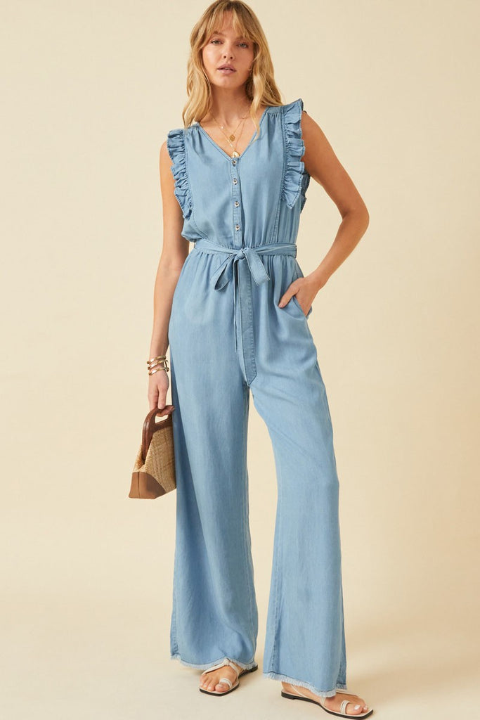 Tenceled Ruffle Wide Leg Jumpsuit