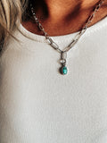 Paper Clip Choker with Turquoise Charm