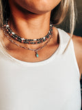 Paper Clip Choker with Turquoise Charm