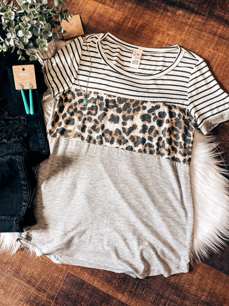 Stripes and Spots Colorblock Top