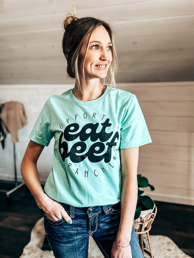 Eat Beef, Support Ranchers Tee - Mint