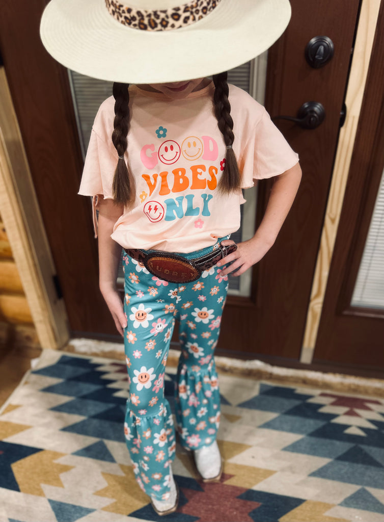 Kids Good Vibes Only Tell and Bell Bottoms