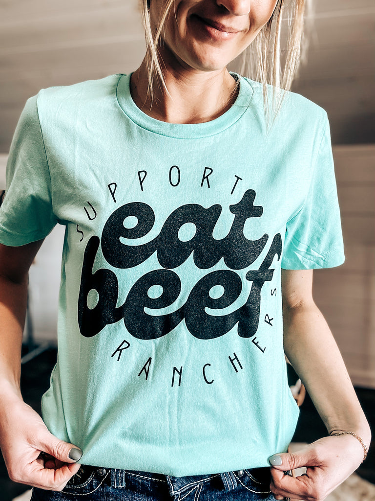 Eat Beef, Support Ranchers Tee - Mint